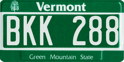 VT license plate BKK288