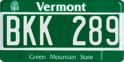 VT license plate BKK289