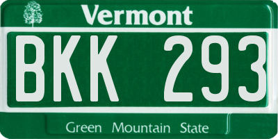 VT license plate BKK293