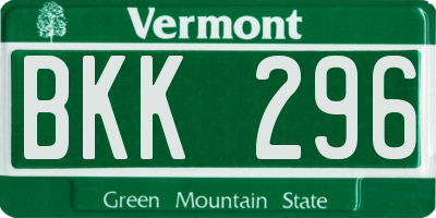 VT license plate BKK296