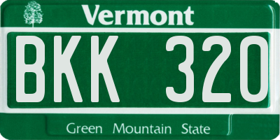 VT license plate BKK320