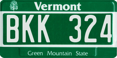 VT license plate BKK324