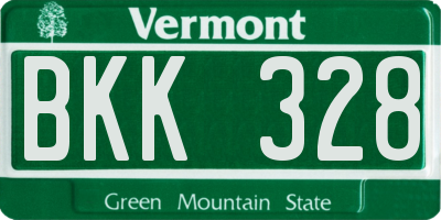 VT license plate BKK328