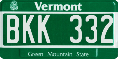 VT license plate BKK332