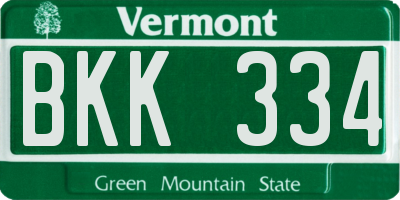 VT license plate BKK334