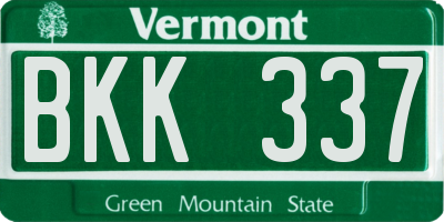 VT license plate BKK337