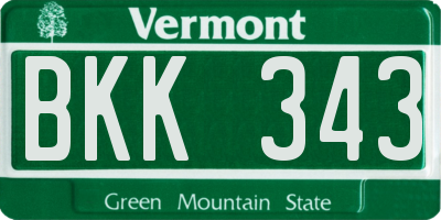 VT license plate BKK343