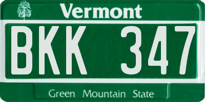 VT license plate BKK347