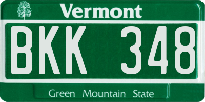 VT license plate BKK348