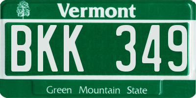 VT license plate BKK349