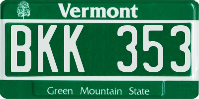 VT license plate BKK353