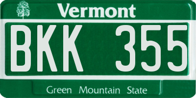VT license plate BKK355