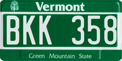 VT license plate BKK358