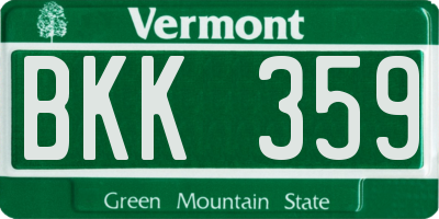 VT license plate BKK359