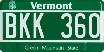 VT license plate BKK360