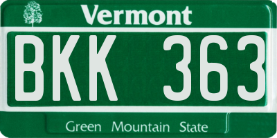 VT license plate BKK363