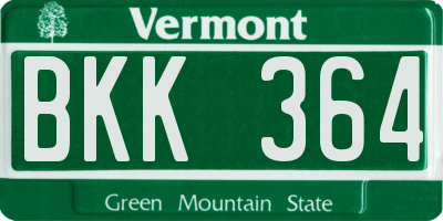 VT license plate BKK364