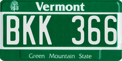 VT license plate BKK366