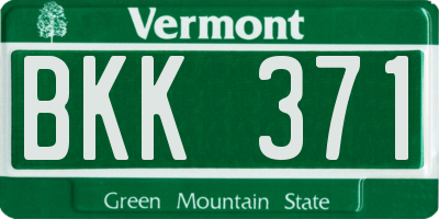 VT license plate BKK371