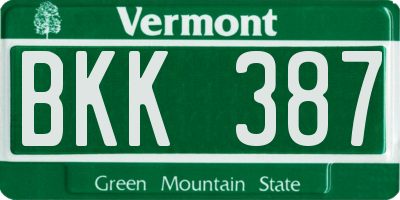 VT license plate BKK387