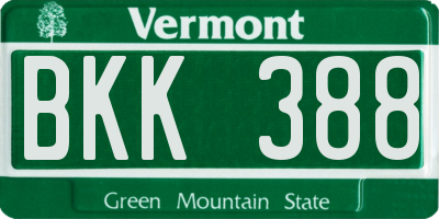 VT license plate BKK388