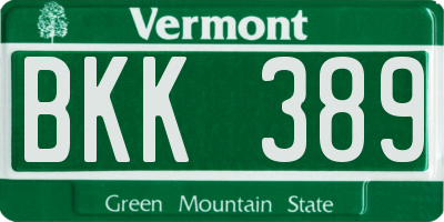 VT license plate BKK389