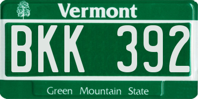 VT license plate BKK392