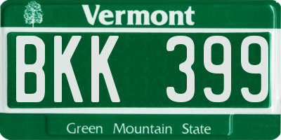 VT license plate BKK399