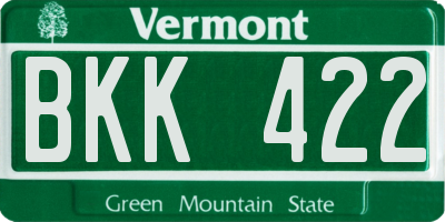 VT license plate BKK422