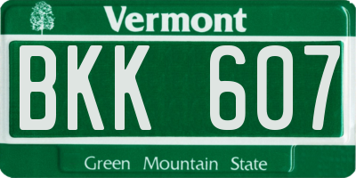 VT license plate BKK607