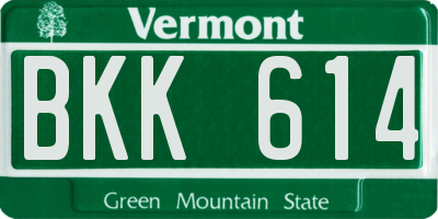 VT license plate BKK614