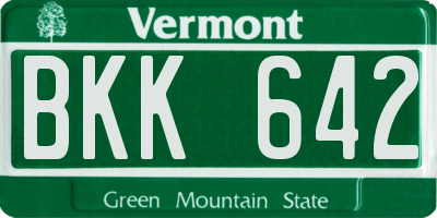 VT license plate BKK642