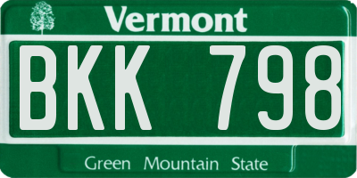 VT license plate BKK798