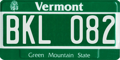 VT license plate BKL082