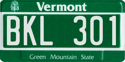 VT license plate BKL301