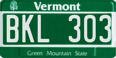 VT license plate BKL303