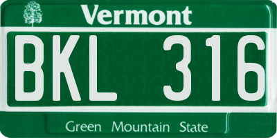 VT license plate BKL316