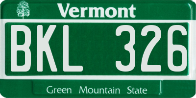 VT license plate BKL326