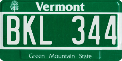 VT license plate BKL344