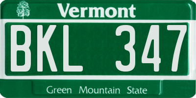 VT license plate BKL347