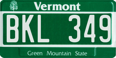 VT license plate BKL349
