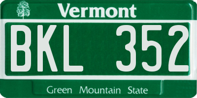 VT license plate BKL352