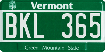 VT license plate BKL365