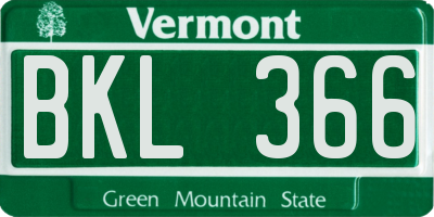 VT license plate BKL366