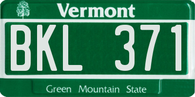 VT license plate BKL371