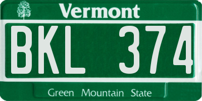 VT license plate BKL374