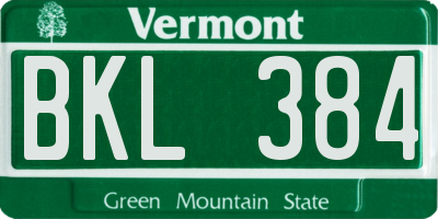 VT license plate BKL384