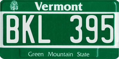 VT license plate BKL395