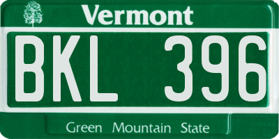 VT license plate BKL396