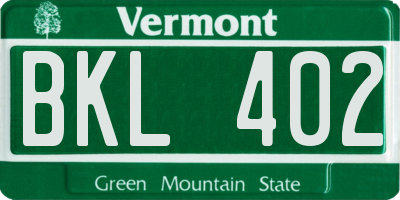 VT license plate BKL402